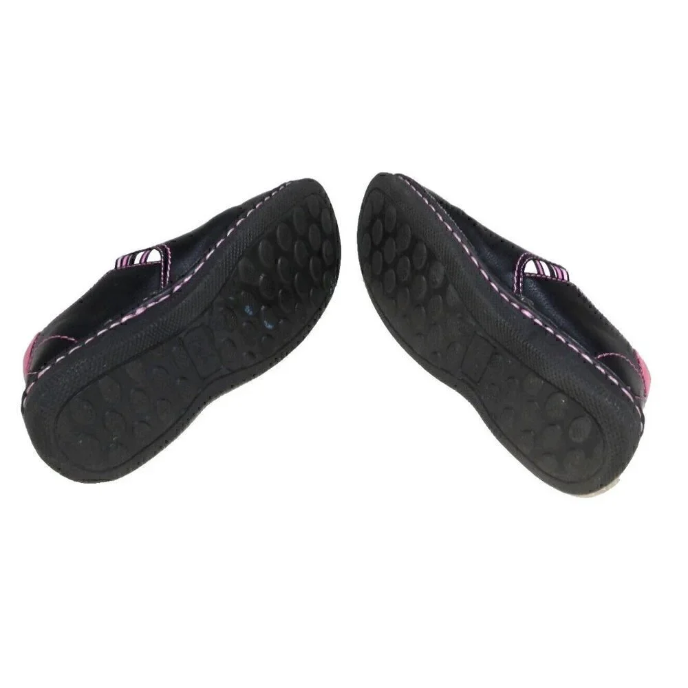 BUSTER BROWN black & pink girls BARBIE shoes sz 1.5 fits 7 3/4
